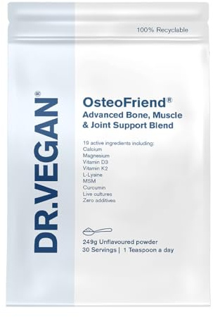 OsteoFriend® Advanced Bone, Joint, Muscle & Probiotic Supplement (249g, Unflavoured) 19 Active Ingredients, 2 Billion CFU | Calcium, Magnesium, Curcumin, Vitamin D3 & K2 | No Additives, 30 Servings