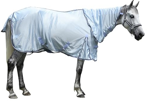 Gallopoff Couverture Anti-Mouches pour Chevaux, Mailles Larges Bleu 140 cm