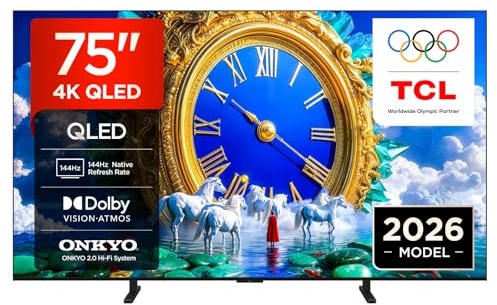 TCL 75A400 75 tum QLED, 4K HDR, HVA-panel, Google TV, Dolby Vision & Atmos, Onkyo 2.0, 144 Hz, AirPlay 2, platt och tunn design