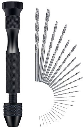 ZWOOS Taladro de mano -- Mini Aluminio Taladro y 25 Pcs Brocas Herramientas Rotativas para la Perforación Artesanal