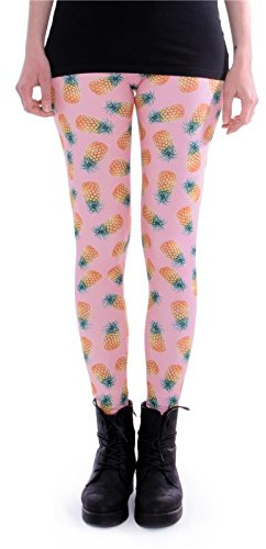 cosey - Bedruckte Bunte Leggins (Einheitsgröße) Verschiedene Leggings Designs, Ananas Pink, Einheitsgröße