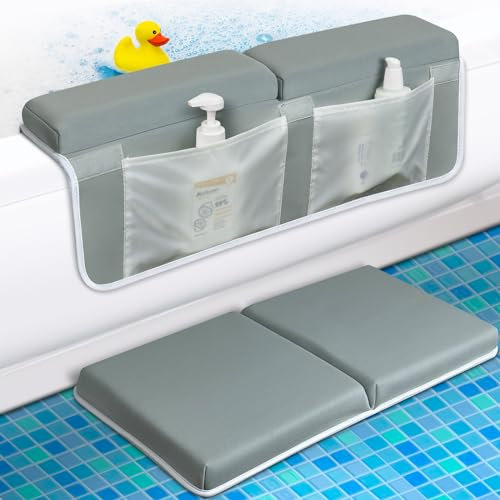 Rodillera de baño con codero, almohadilla antideslizante y soporte para codo para el tiempo de baño del bebé. Alfombrilla de cojín de rodillas con bolsa de almacenamiento de secado rápido para baño