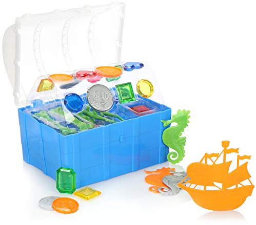 com-four® 28-teiliges Tauch-Spielzeug - Pool-Spielzeug für Kinder - Badespielzeug zum Tauchen für Pool, Badewanne, Strand (28-teilig - Schatzkiste)
