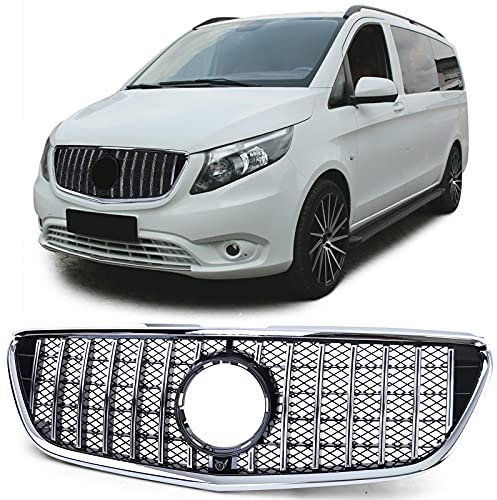 Sport Kühlergrill Frontgrill Schwarz Chrom für Mercedes Vito W447 14-19