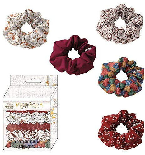 CERDÁ LIFE'S LITTLE MOMENTS - Harry Potter Haargummis - Elastisches Chiffon Haargummi Scrunchies - 5 Stück für Damen Mädchen Frauen