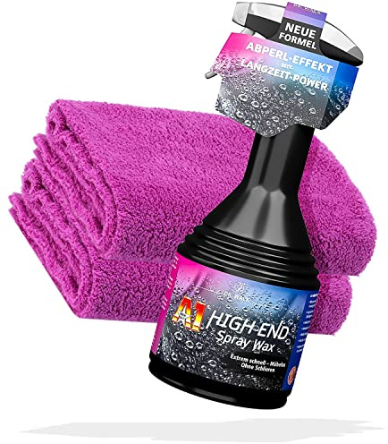 detailmate Dr. Wack lackrengöring och vård Bundle: Dr. Wack A1 HIGH END Spray Wax 500 ml sprayflaska 2 x Edgeless superfluffig mikrofiberduk 550 GSM