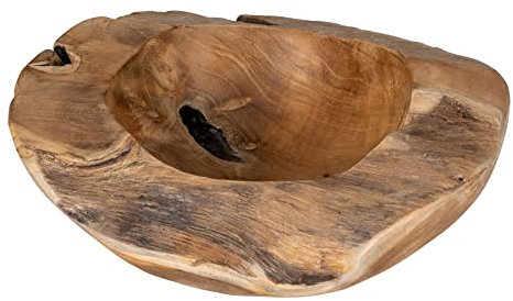 levandeo Teakholz Schale 25cm Teak Massiv Holz Obstschale Schüssel Holzschale Dekoschale Salatschüssel Tischdeko Holzdeko Unikat