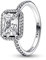 PANDORA Timeless Rechteckiger Funkelnder Strahlenkranz Ring in Sterling-Silber mit Cubic Zirkonia Timeless Collection, Größe 58, 192391C01-58