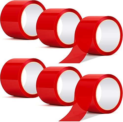 Juexica Construction Seaming Tape Red 3 x 55 Yards Sheathing Sealing Tape Underlayment for Foam Board Insulation, Vapor Barrier, House Wrap(6 Rolls)