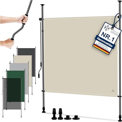 KESSER® Toldo Vertical Exterior 200 x 310 cm, Extensible y Opaco, toldo Vertical con manivela sin Agujeros, protección Visual y Cortavientos para jardín y terraza, Resistente al Agua, Color Beige