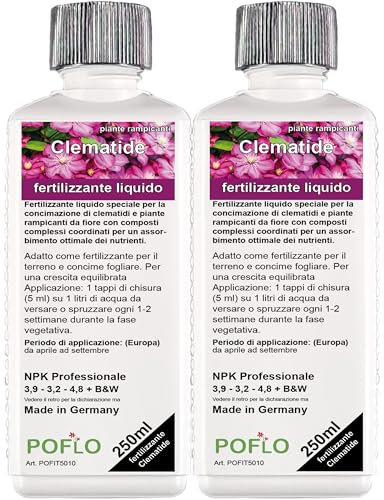 POFLO Clematis fertilizzante piante rampicanti fertilizzante liquido HIGHTECH NPK fertilizzante completo - fertilizza le piante (500ml)