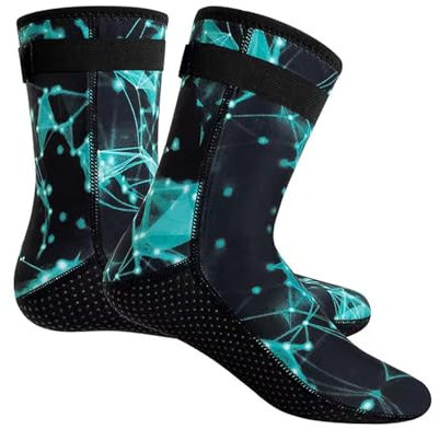PORUPAEL 3mm Neopren Socken, L, Tauchsocken Neoprensocken mit Klettverschluss, Rutschfeste Wassersport Schwimmen Socken für Damen und Herren, zum Schnorcheln, Surfen, Segeln, Schnorcheln, Wassersport