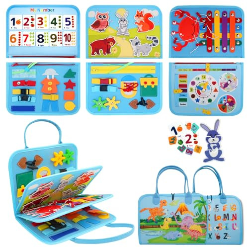 RunHero Busy Board Montessori Spielzeug Baby ab 3 Jahr Filz Quiet Book Activity Board Motorikspielzeug Filzbuch Lernspielzeug Sensory Spielzeug für 3+ Jahr Kinder Jungen Mädchen