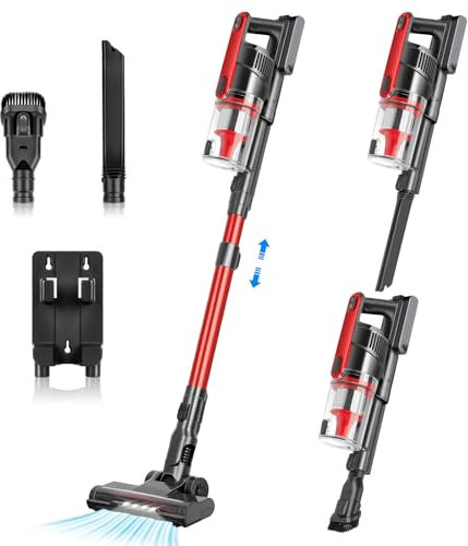 LURICO 200W/24KPA Aspirateur Balai sans Fil,40 Minutes Autonomie Aspirateur sans Fil Puissant avec 2 Modes, Lumières LED, Aspirateur Balai pour Les Poils d'animaux/Tapis/Sols Durs
