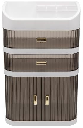 evomosa Organizzatore di cosmetici Scatola di immagazzinaggio cosmetico porta scorrevole cassetto scrivania armadio di stoccaggio multifunzionale multistrato make-up box dresser (Style A)