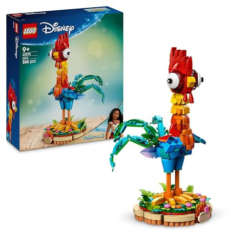 LEGO | Disney Vaiana 2 Heihei Juguete de Construcción - Figura Articulada de Animal con Cabeza Giratoria, Alas Móviles y Plumas en la Cola con Base de Exposición - Regalo para Niñas de 9+ Años 43272
