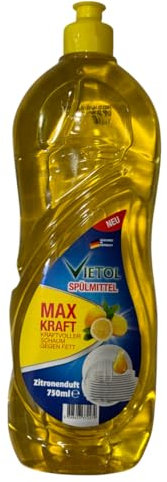 Spülmittel 750ml Kraftvolles Geschirrspülmittel Zitronenduft KRAFTVOLLER SCHAUM GEGEN FETT (1)