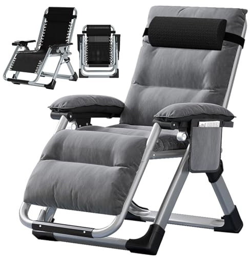 Obqer Zero Gravity Chair, Liegestuhl Klappbar, 200KG TragfäHigkeit Sonnenliege Mit Kissen Tassenhalter, Extra Breit, Verstellbare Angle Gartenliege, Geeignet FüR Balkon Strand Garten Campingplätze