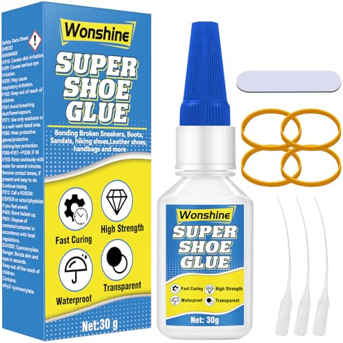 Shoe Glue 30 g, Clear Shoe Glue Sole Repair for Boots Sneakers Heels Hiking Shoes Leather Handbags, with Anti-Clog Cap, Waterproof, Heat-Resistant (Clear3, Shoes Glue)