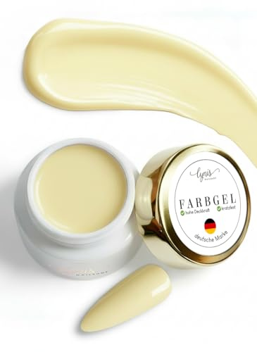 Farbgel für Gelnägel Pastell Gelb 5ml · Sugar Yellow · HOCHDECKEND im 1. Auftrag · Deutsche Premium Qualität · UV Farbe Lack für Nägel LED & UV · Lynis-Nailshop.de