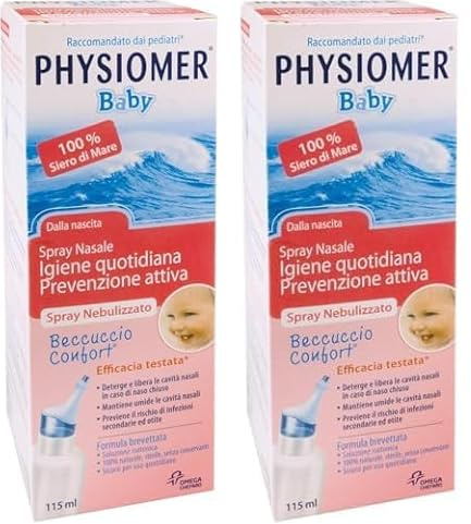 Physiomer Baby Spray Nebulizzato Soluzione isotonica con Acqua di Mare per il Naso Chiuso dei Neonati e Bambini, Decongestionante per l'igiene quotidiana e prevenzione attiva, Beccuccio comfort, 115ml