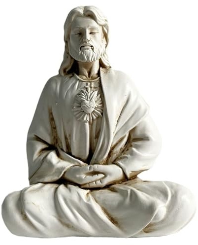 Obelunrp Estatua de Jesús, Resina de 6 Pulgadas Jesús meditando Figuras, decoración de Adornos religiosos Decorativos de Escritorio para Estante de Escritorio de Casas