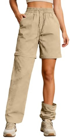 Generico Pantaloni da trekking da donna, con zip off, traspiranti, ad asciugatura rapida, elasticizzati, con gambe rimovibili, per attività all'aria aperta, estivi, pantaloni funzionali