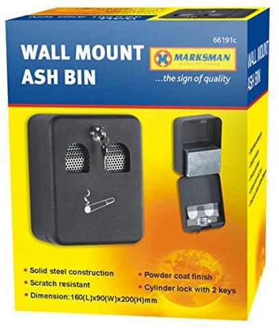 Quality Outdoor Black Wall Mounted Ashtray Smoking Cigarette Bar Pub Ash Bin