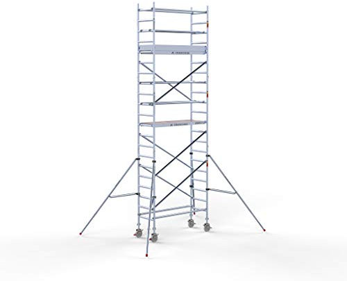 AC Steigtechnik Rollgerüst PRO-S 200 | bis 7 m Arbeitshöhe | erweiterbar | Wandstand | 1,90 m Plattform mit Luke | TÜV/GS | Rollrüstung | Zimmerfahrgerüst | Gerüst | Zimmergerüst