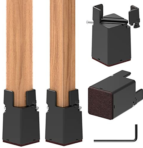 AIRUJIA Möbelerhöhung 10cm, Betthöher, Tischerhöher, Stuhlerhöher fügt 4 Zoll Höhe, Sofaerhöher für Quadrat/Runde Durchmesser 28-60 mm Stuhlbein, Betthöher mit Schraubklemme Schwarz