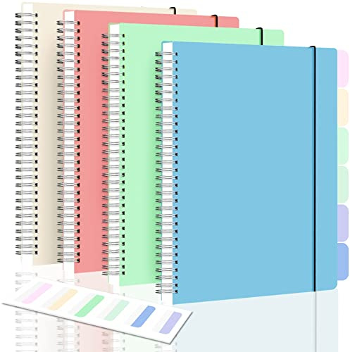 Amanple Spiral Notebook, 8.5 x 11 Dotted Journal Notebook, A4 Dot Grid Notebook Pack, 560 Pages Large Dot Journal for Bullet, Work, School, 24pcs Index Tabs, Thick Paper, Assorted Pastel Notebook