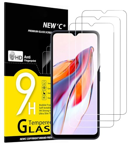 NEW'C Lot de 3, Verre Trempé pour Xiaomi Redmi 12C, Xiaomi Redmi 10C, Film Protection écran - Anti Rayures - sans Bulles d'air -Ultra Résistant (0,33mm HD Ultra Transparent) Dureté 9H Glass