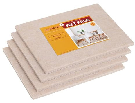 Furniture Pads for Hardwood Floors – Self-Adhesive Furniture Felt Sliders Pack of 4 – Cut To Size Pad Sheets for Tile, Laminate Floor – Non Scratch Floor Protectors – 150mm x 110mm - BEIGE