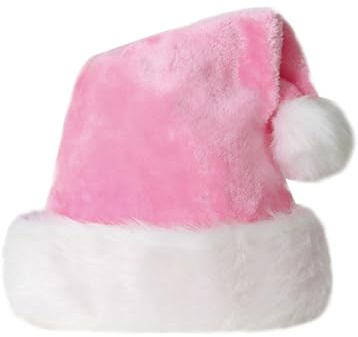 KOMUNJ 1 gorro de Papá Noel para adultos, gorro de Navidad para niños y niñas, gorro de Navidad de felpa, cálido gorro de Papá Noel (rosa)