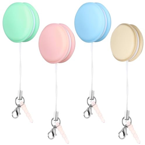 DEARMAMY 4 stycken söt macaron-mobilskärmsrenare mini macaron-mobiltelefon skärmtorkduk mobilhänge för skärmglasögon kamera (rosa blå grön khaki)., 3.5×3.5CM, Plast, Ingen ädelsten