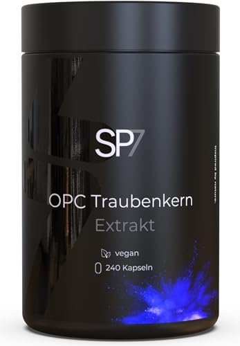 SP7 OPC Traubenkernextrakt Kapseln [HOCHDOSIERT] - 240 OPC Kapseln mit je 1000mg pro Tagesdosis - OPC Traubenkernextrakt aus europäischen Weintrauben - OPC Kapseln hochdosiert vegan & laborgeprüft
