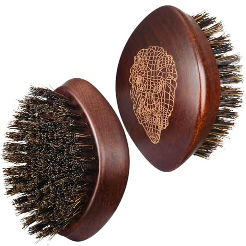 BESTOOL Spazzola per capelli, spazzola per barba con setole di cinghiale per la cura quotidiana della barba, barba da media a spessa, spazzola per barba da viaggio per uomo