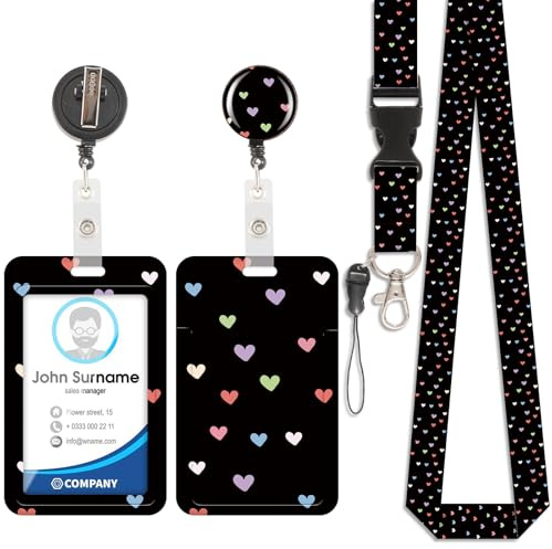 Viojrlly Porta Tarjetas Identificativas, Lanyard con ID Card Badges, Porta Tarjetas con llavero Extensible para Mujeres, Profesores, enfermeras, doctor, estudiante（Amar）