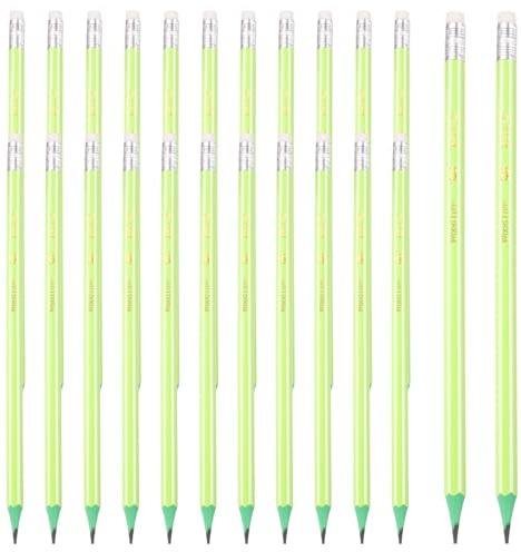 PATIKIL Runda pennor, 24 st HB grafitpennor träpennor med suddgummi för klassrum kontor skrift ritningsmaterial, grön vit