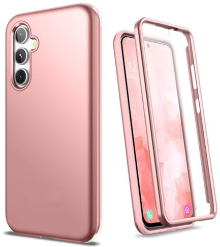 NWNK13 Case For Samsung Galaxy A16 5G / 4G Slim Fit Front & Back 360° Case Built-in Screen Protector Full Body Silicone Gel Mobile Phone Cover Rose Gold