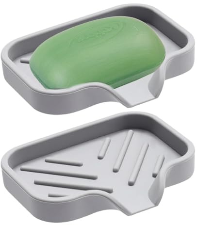 COYUN 2 Pièce Porte Savon, Support Savon, Silicone avec Drainage Auto-drainant, Design de séchage, pour Cuisine, Salle de Douche, Salle de Bain