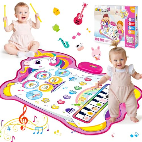 Gralal Unicornio Juguetes Niña 1 Año, Alfombra Musical 3 En 1 con 6 Instrumentos Y Grabación Juguetes Regalo 1 2 Niña Años, Piano Infantil Juegos Juguetes Montessori Educativos Sensoriales Bebe 1 Año