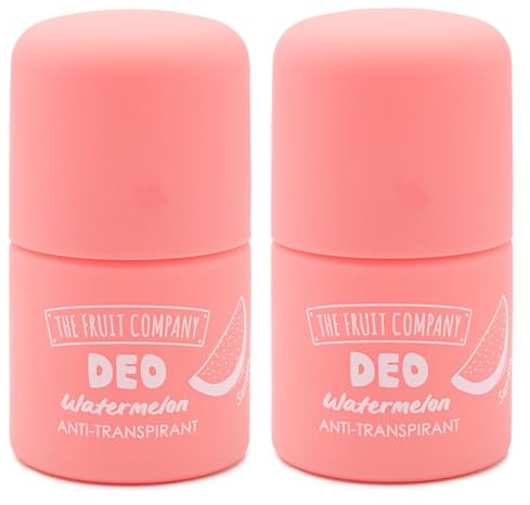 The Fruit Company Pack 2 Desodorantes Sandía Roll On 50 ml | Antitranspirante con Alantoína Calmante | Aroma Fresco y Afrutado | Protección Contra Sudor y Mal Olor | Uso Diario