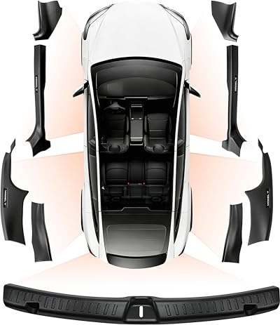 Yoegowu 10Pcs Door Sill & Trunk Protector for Tesla Model Y Juniper 2025 2026, Interior Accessories Kit - Anti-Scratch Kick Guards for Door Entry & Rear Cargo Sill Plate