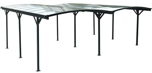 X-METAL Carport Double en Aluminium et Polycarbonate 6mm 30,3m² | Protection Véhicules Anti-UV, Anthracite | Design Moderne avec Kit d'ancrage Inclus et Gouttières