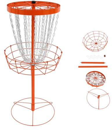 ROGONPDK 24 catene, cestino da golf per allenamento a disco, portatile, da golf, per allenamento all'aperto, per tutti i tipi di esterni