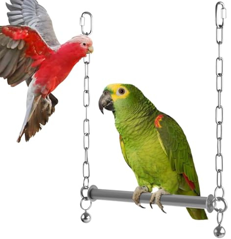 Balançoire pour Perruche,Hamac de Grande Taille en Acier Inoxydable | Balançoire Perroquet avec Clochette,pour Canari Inséparable Conure Calopsitte Ara Perroquet Gris d'Afrique et Cacatoès