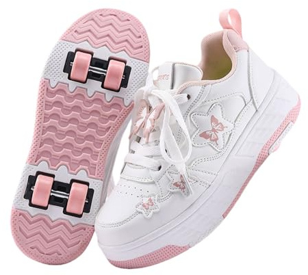 ENEN Papillon Chaussure Roller Fille, Basket Roller pour Enfan Chaussure a Roulette Garcon Fille Garçons Roues Basket a Roulette Adolescents pour Extérieur