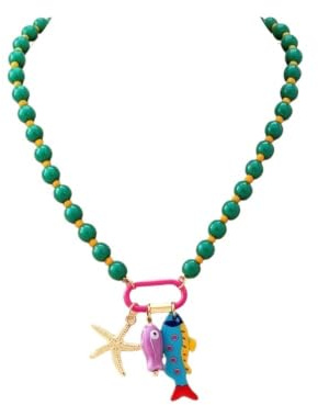 Dazhua Boho färgglatt pärlhalsband, fisk sjöstjärna snäcka berlock för strand