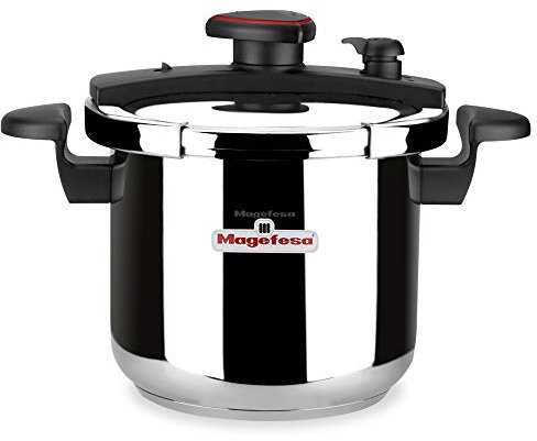 Magefesa Astra – Schnellkochtopf 6L, Edelstahl 18/10, Energieeffizient, Komfortabler Und Einfacher Verschluss, Gesundes Kochen, Für Induktion Geeignet